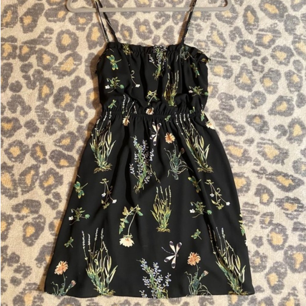 Aritzia Sunday Best Black Floral Mini Dress